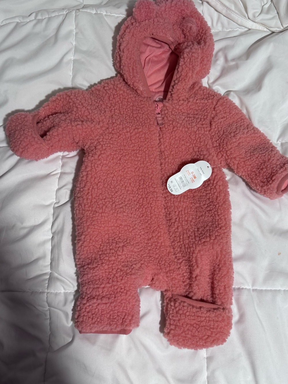 Nwts 0-3 mos Cozy Teddy Fleece One-Piece for Babies - Pink